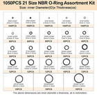 21 Size Rubber O Ring Set 1050 Pcs Black Small O Rings Assortment Kits assort   