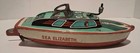 Vintage Tin Litho Speed Boat Sea Elizabeth Japan Wind-up Mechanical Toy   read  
