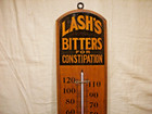 Antique Wood Thermometer Lash s Bitters Homer s Ginger Brandy