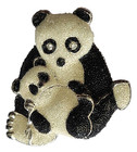 Pin Vtg Panda Bear   Baby Cub Rhinestone Eyes Crystalized Texture Silver Tone