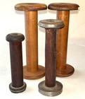 Antique Industrial Wooded Spools Lot Of 4 Yarn Bobbins Sewing Textile Mill