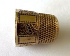 Antique Floral Detailed 9k Solid Yellow Gold Sewing Thimble Anchor Uk Hallmark 