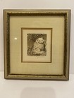 Japanese Artist Yachiyo Naito  cat In Branches  Print Signed Matted   Framed