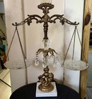Vintage Scales Of Justice Balance Scale 19 5    Tall Crystal  Cherub   Marble Base