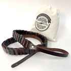 Walker   Williams M-71 Cognac Brown And Black Grain Leather Mandolin Strap