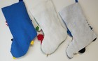 Vintage Finished Handcrafted Felt Christmas Stockings - Set Of 3 - Read