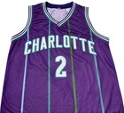 Charlotte Hornets Larry  grand Mama  Johnson Autographed Pro Style Purple Jer   