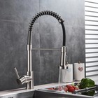 Kitchen Sink Faucet Stainless Steel Swivel Single Handle Pull Down Sprayer Mixer