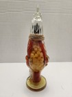 Vintage Sealed 13  Clear Glass Rooster Shaped Bottle Vinegar Infused Red Peppers