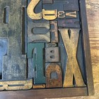 Antique Letterpress Printer Wood Type Piece Collage P 11x14   