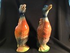 Pair Of French Majolica Duck Pitchers 1 Antique   1 Vintage St  Clement Nice Set