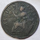 1723 Halfpenny George I Ireland Wood s Hibernia Fine F Coin  Corrosion  20415