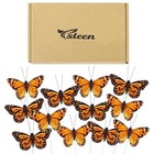  12 Set Monarch Butterfly Crafts Decoration Feather 4 X 3 Inch Orange Color