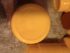 Vtg Lot Of 5 Rubbermaid Yellow Brown Ribbed Stackable Drinking Cups Vintage Mcm 