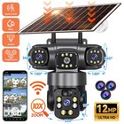 2pcs 12mp Hd Solar Battery Home Security Camera Outdoor Wifi Wireless Ptz Cctv