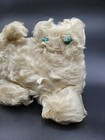 Antique  Vintage Cat Kitten Stuffed Animal Doll Off White Blue Eye s Soft 