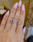 2 50ct Oval Cut Lab Created Pink Diamond Wedding Earring 14k White Gold Plated