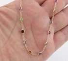 14k Yellow Gold Anklet Multi Gemstone Solid Cable Chain Bracelet 10  1 5mm