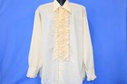 Vtg 70s After Six Yellow Tux Tuxedo Mens Ruffle Button Down Ruffled Shirt 2xl