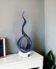 19  Blue And Green Murano Glass Modern Abstract Tabletop Sculpture