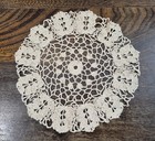 Tatted Crochet Doilie  Handmade By Grandma In 1940s  Ecru Color  7 25  Diameter