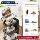 3 Tier Metal Utility Rolling Cart With Table Top And Side Bags  Tray Storage