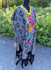 Mexican Poncho gaban With Embroidered Floral Design