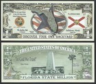 Lot Of 25 Bills- Florida State Million Dollar Bill W Map  Seal  Flag  Capitol 