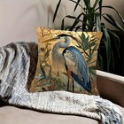 Beautiful Vintage Inspired Great Blue Heron Pillow Cover  18 x18  Lux Home Decor