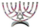 Hanukkah Menorah Nickel Pink Purple Star Of David 44 Candles Jewish Chanukah