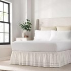 Eyelet Elastic Wrap Around Bed Skirt  Easy On off Dust Ruffle 18 Inch Drop  Q   