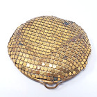 Evans Art Deco Gold Mesh Powder Compact Usa     Vtg Read