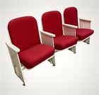 3 Theater Seats  Vintage Red Upholstered Tip-up Cinema Auditorium Seating  A33