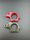 Pair Vintage Figural Elephant Bakelite Napkin Ring Holders Green   Red With Eyes