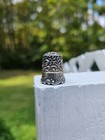 Vintage Sterling Silver Sewing Thimble  Heavy Mkd No  6 Monogrammed  Ornate