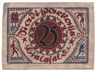 1921 Bielefeld 25 Mark Notgeld     Germany Silk Banknote Collectable