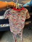 Kirkland Signature Boys 5 One Piece Zip Pajamas Cotton Fire Truck helicopter