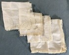 Lot Of 4 Antique Vintage Embroidered Wedding Handkerchief Lace Linen White