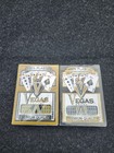Vegas Brand 100  Plastic Playing Cards Blue Gold 2 Deck Set Poker Casino Quality