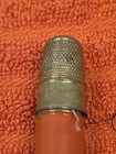 Antique Brass Thimble Needle Mini Travel Sewing Kit 2  Tall Germany 