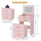 3-in-1 Vanity Desk Set W  Mirror Led Lights Storage Rolling Chair Nightstand