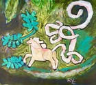 Real Painting Drawing Wall Art Pony Tail Whimsical Horse Palomino Ooak 18    X16   