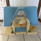 Vintage Little Tikes Large Blue Roof Doll House Dollhouse Mid Century Modern