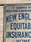 Antique New England Equitable Insurance Co Inspection Plaque Sign Boston Mass