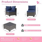 Mochito 7-piece Outdoor Rattan Sectional Sofa Patio Furniture Set Navy Blue