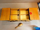 Vintage Wooden Accordion Fold Out Sewing Box Basket Made In Norway