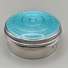 Antique Sterling Silver   Guilloch   Enamel Circular Box By Lawrence Emanuel 1919