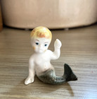 Vtg Pixie Mermaid Porcelain Figurine Japan Kitschy 1950s Mcm