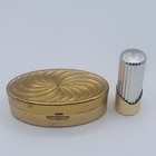 Vintage Max Factor Gold Tone Lipstick Mirror Holder Compact
