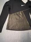 Nike Girls Dri Fit Black shimmer Gold Long Sleeve Shirt Cu8446-small